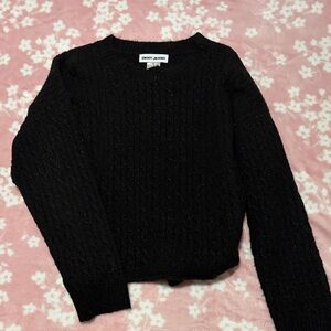 Dkny Black Sparkle Cable Crew Neck Sweater